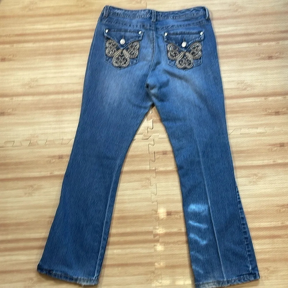 Nine West Vintage America Bootcut Embriodered Pockets Jeans Women's Size 10 - Picture 2 of 8
